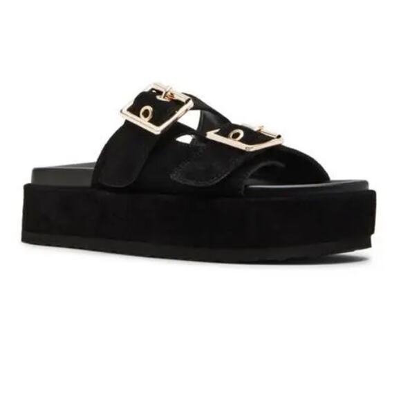 Steve Madden Women's Black Katie Platform Slide Sandals Size 7M - Picture 1 of 12